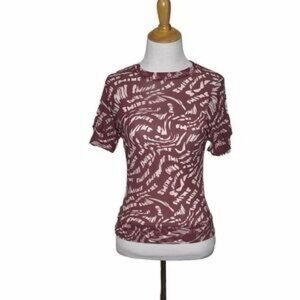 SKIMS Maroon and Cream Short Sleeve Script-Print Tee